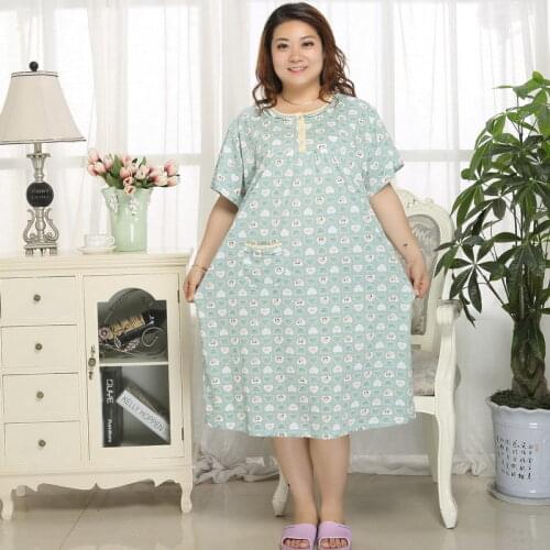 Plus size 130KG nightgowns women summer 100% cotton nightdress home sleepwear mom sleep dress underwear XXXXXL