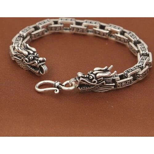 925 Sterling Silver Vintage Mens lection Dargon Bracelets Women Men Fine Jewelry S925 Solid Thai Silver clasp Bangle Bracelet