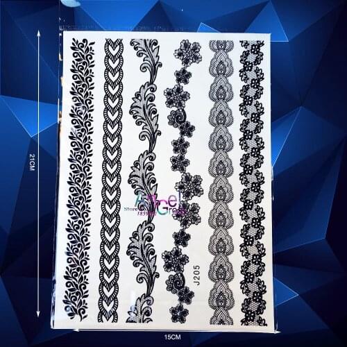 1PC Fashion Flash Waterproof Tattoo Sexy Women Makeup Tips Guide Black Henna Jewel Lace Strap ABJ205 Temporary Tattoo Stick