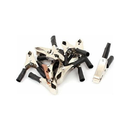 10 Pcs Black Insulated Test Alligator Clip Electrical Clamp Connector 30A
