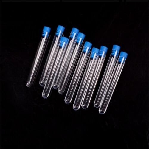 10pcs Chemistry Plastic Test Tubes Vials Seal Caps Pack Container For Office School Chemistry Supplies 12*75mm 5ML