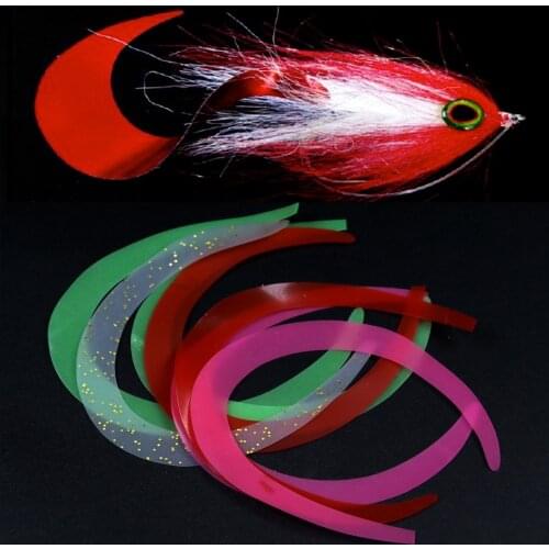 100pcs Size M Saltwater Fishing Wiggle Lure Tails Fly Tying Thin Pike Salmon Steelhead Fly Tying Streamers Tail 5 Colors