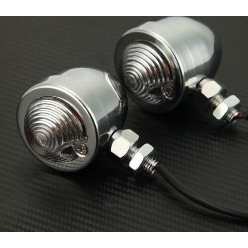 2x Chrome Universal Bullet Motorcycle Turn Signal Indicator Amber Blinker Lights