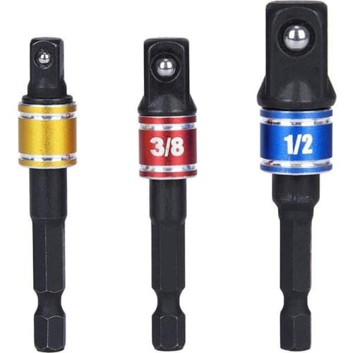 3pcs/set Chrome Vanadium Steel Socket Adapter Hex Shank to Square Extension Drill Bits Bar Hex Bit Set Tools tightly