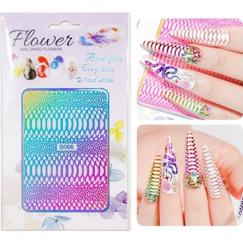 Nail Art 3D Decal Stickers Neon Snake Skin Print Strips Self Adhesive Striping Tape Manicure Tips Wraps Decorations