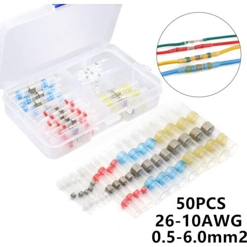 50PCS Waterproof Heat Shrink Solder Sleeve Seal Wire Connectors Seal Butt Electrical Wire Connectors Insulated 0.5-6.0mm2