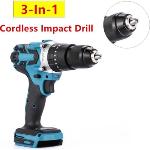1/2'' Brushless Cordless Impact Hammer Drill Body For 18V Makita Battery High-Power 3 In 1 Function Rechargeable Electric Drill