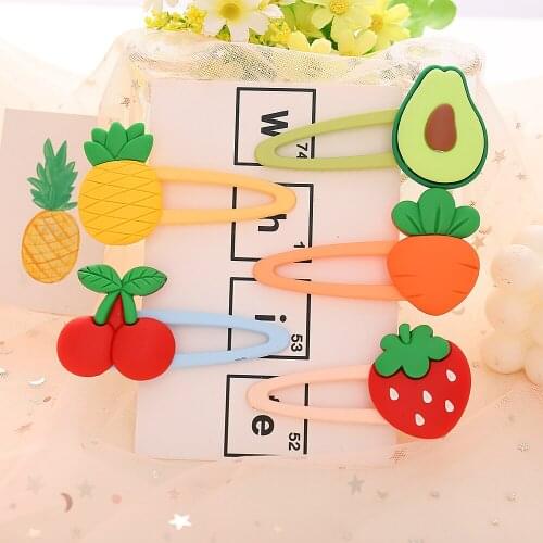 Girls Fruit Hair Accessories Hair Clip Fruit Barrette Snap Bobby Pins Dripping Hairpin Cute Headdress Kids Hairclips