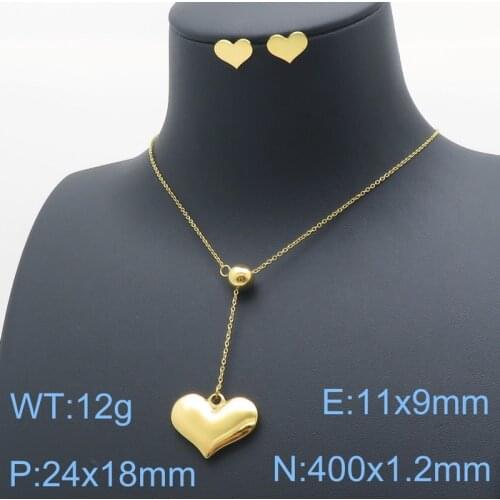 Free Shipping Fashion Stainless Steel Jewelry 3 Colors Necklace And Stud Earrings Sets For Woman SBJZFXBE