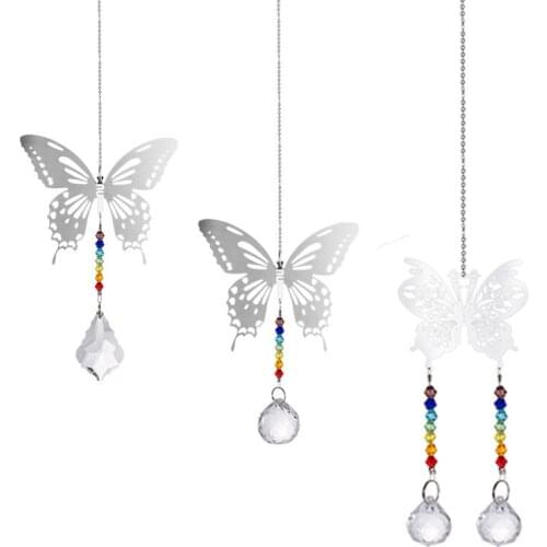 20mm/38mm Handmade Chakra Butterfly Suncatcher Crystal Ball Prisms Rainbow Maker Window Hanging Ornament Home Wedding Decor