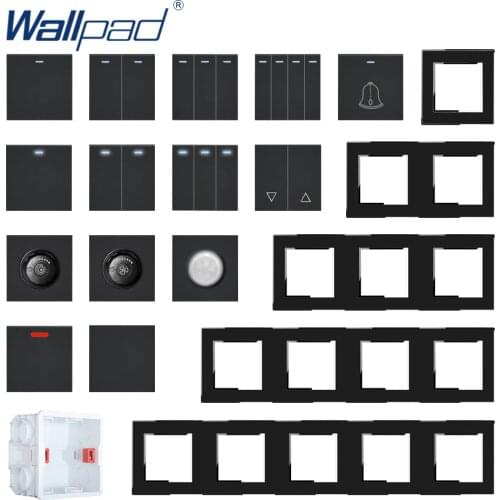 Wallpad Black Acrylic Panel With Silver Border Panel Wall Light Switch Function Key Only DIY Free Combination 52*52mm