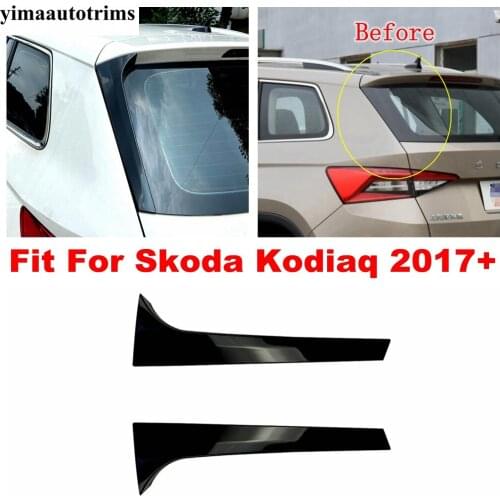 Black Plastic Accessories Rear Windshield Tail Window Spoiler Stripes Cover Trim Exterior Decor Fit For Skoda Kodiaq 2017 - 2020