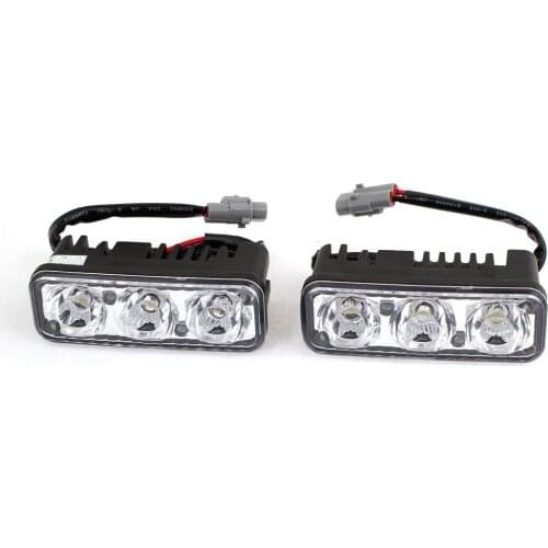 CNIM Hot Car Vehicle DRL White 3 LED Daytime Running Lights Head Lamp 9W 2 Pcs