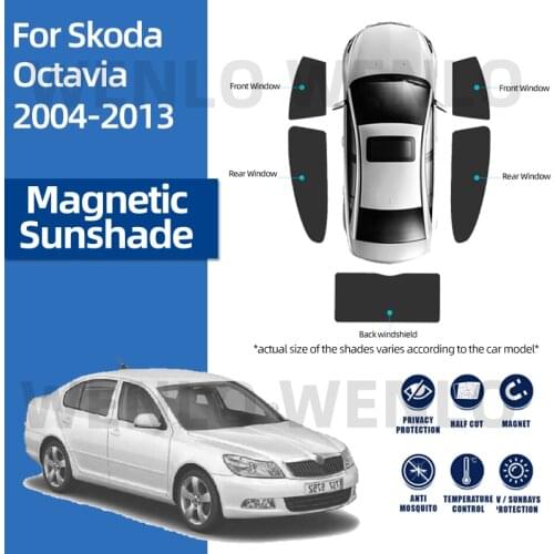 For Skoda Octavia 2008-2014 Magnetic Mesh Windshield Sun Visor Windscreen Sunshades Net Window Screen Cover Sunshield Car Shade