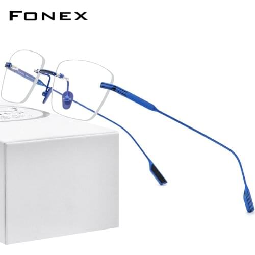 FONEX Titanium Glasses Men 2020 New Women Rimless Prescription Square Eyeglasses Frameless Myopia Optical Frames Eyewear F85643