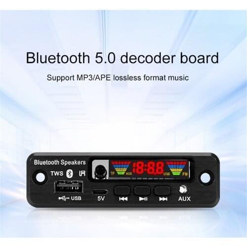 Kebidu DC 5V Bluetooth5.0 Wireless Music Car Player MP3 WMA Decoder Board Audio Module USB TF Record Radio With Color Screen
