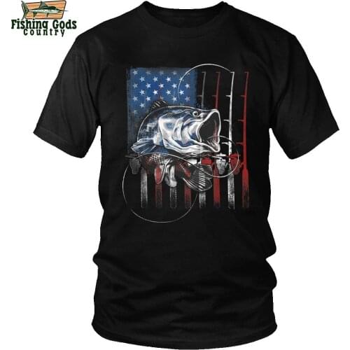 Cool Vintage USA Fishing American Flag Bass Fisherman T Shirt FGC