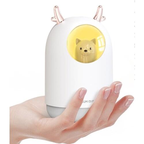 LEEPEE USB Air Purifier Mist Maker Air Fresher Car Humidifier Aroma Essential Oil Diffuser 300ML Cute Bear LED Night Mood Light