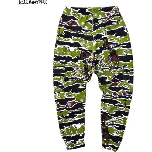 Green Camouflage Men Drop Crotch Harem Sweatpants Elastic Waist Plus Size Camo Pattern Loose Casual Pants Hip Hop