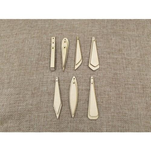 Unfinished Wood Blank Tiny Geometric Long Length Shape Earring Pendant Jewelry Finding For DIY Project Making Kit