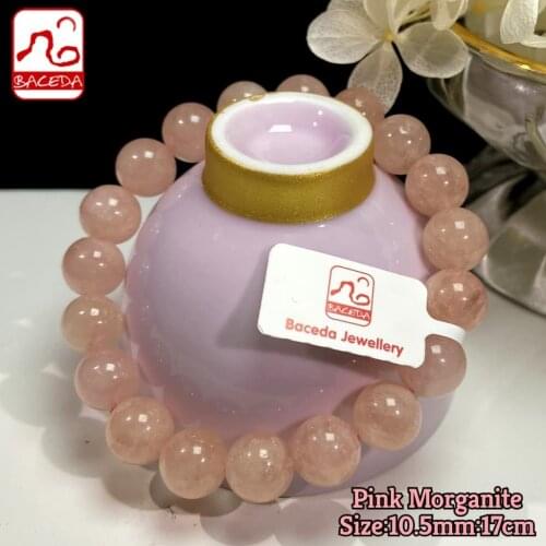 Baceda Natural Crystals of Pink Morganite Bracelet can brings the energy rays of determination,commitment, and caring with cert