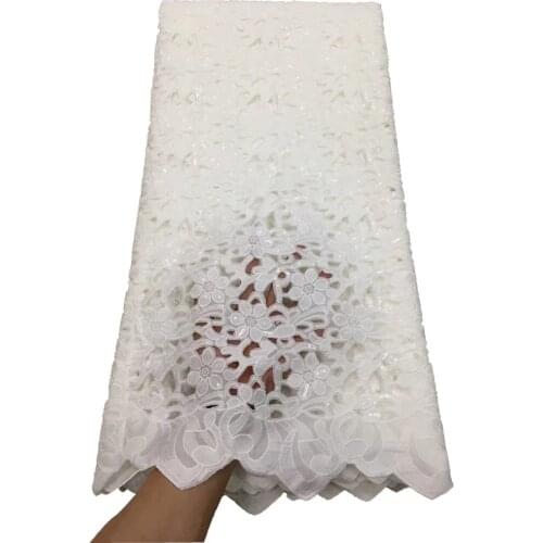 New Hot Sale Chiffon Fabric Lace African Pure Cotton Soft Lace Fabric New Cord Laces with Sequins For Women Dresses NI5078-1