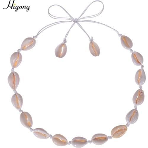HIYONG Nature Shell Necklace Choker Bohemia Cowrie Shell Necklace Beaded Seashell Necklaces Summer Beach Jewelry for Women