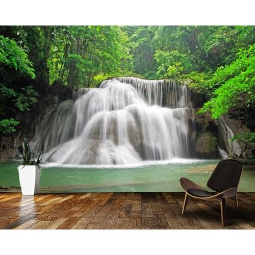 Papel de parede Beautiful waterfall in forest natural 3d wallpaper mural,living room tv wall bedroom wall papers home decor