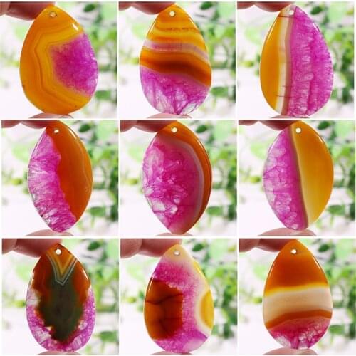 Natural Yellow&Red Druzy Geode Crystal Agates Stone Pendant Multiple Size Shape Stone Bead for Jewelry Making 1pc