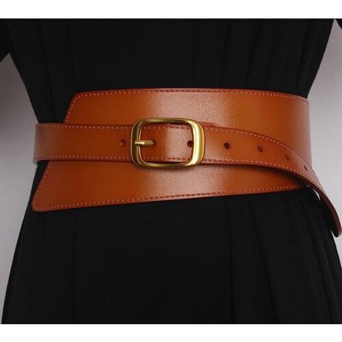 Vintage Irregular Wide Waist Belt for Women Cowhide Waistband Multi Colors Real Cow Leather Shirt Belt Femme Cinturon Corset NEw