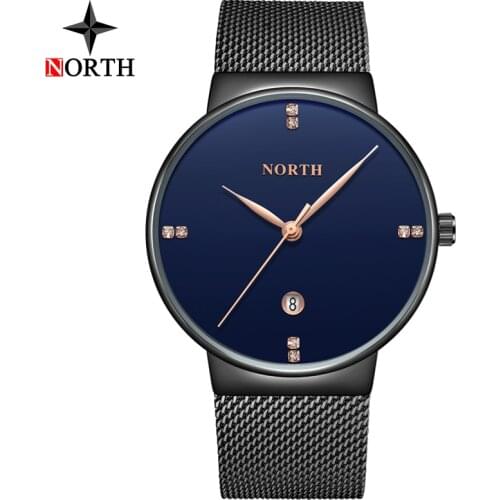 Luxury Brand NORTH Men Watch Fashion Business Quartz Watch Steel Mesh Casual Men Sport Waterproof Wristwatch Relogio Masculino