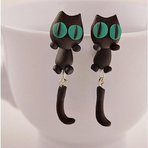 Handmade Polymer Clay Soft Cute Animal Earrings Fox Earring Pig Animal Fashion Cartoon Panda Jewelry Cat Gift Women Stud F7M8