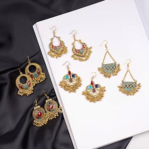 NUNCAD Gold Drops of Oil Bohemian Tassel Beads Earrings Wholesale Women Jewelry Good Quality