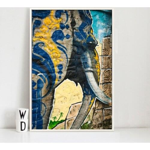 Modern Wall Graffiti Art Posters and Prints Wall Art Canvas Painting Elephant Pictures for Living Room Home Decoration No Frame