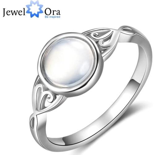 Victorian Style 925 Sterling Silver Wedding Rings for Women Created Moonstone Ring Size 5 6 7 8 9 Gift for Mother (RI103764)