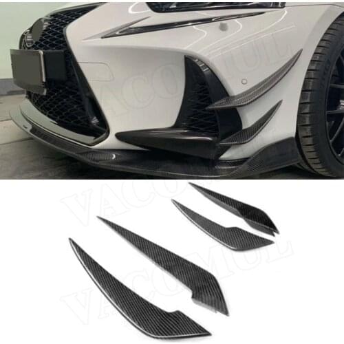 Carbon Fiber Car Front Bumper Splitters Vent Fins for Lexus IS300 IS350 F sport Sedan 2017-2019 Wind Canards Carbon Fiber FRP