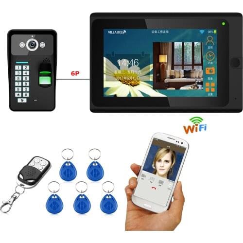 GAMWTER 7 Inch Wireless Wifi Fingerprint RFID Video Doorbell Intercom System ,Support Night Vision Phone APP Remote Intercom