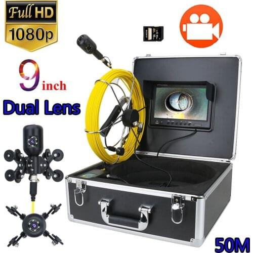 9 inch DVR 30M 1080P HD Dual Camera Lens IP68 Waterproof Drain Sewer Pipeline Industrial Endoscope Pipe Inspection Video Camera