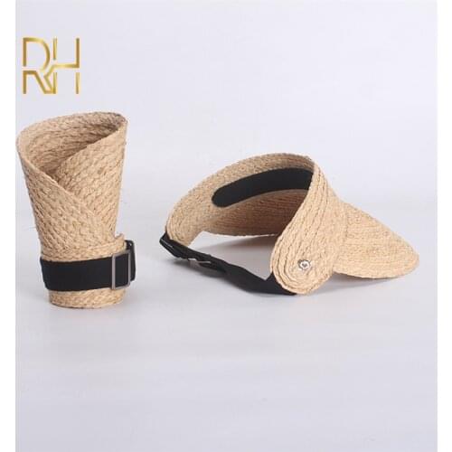 RH New Ladies Summer Empty Straw Hat Raffia Hat Big Brim Visor Straw Sun Beach Shades Cap For Women Wholesale