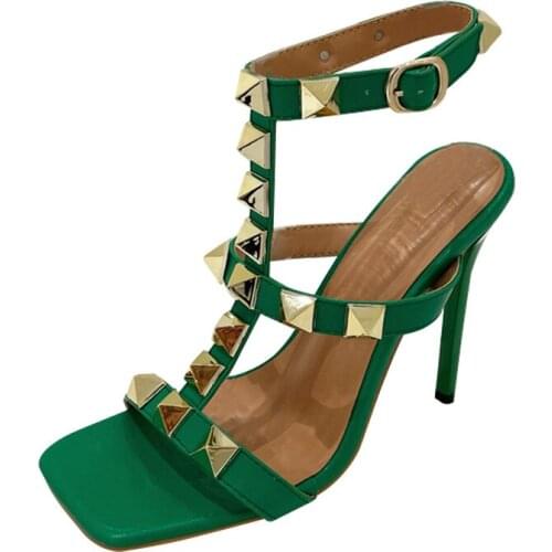 2021 New Fashion Design Rivet PVC Women Sandals Sexy 10cm pointed toe Pumps transparent High Heels ladies wedding Shoes 35-42