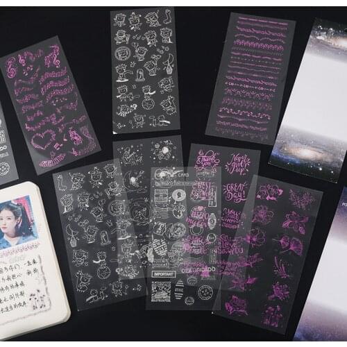 1sheets Sticker Set Transparent Series Diy Cute Stickers Ins Style Scrapbooking School Suppliers Stationery Art Supplies