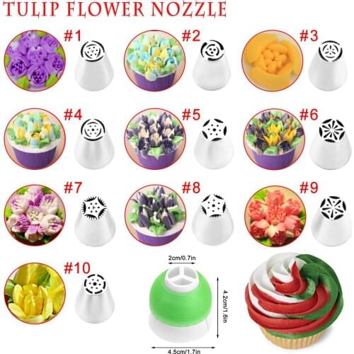 1PCS DIY Cake Decorating Nozzles Stainless Steel Icing Piping Nozzle Pastry Tips Tulip Flower Cookie Chocolate Mold Baking Tools
