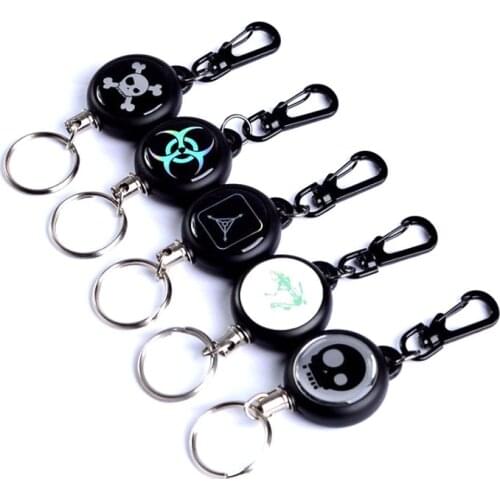 New EDC Outdoor Key Chain Camping Steel Rope Burglar Keychain Stalker Soft Shell Tactical Retractable Key Return Keyring Clip