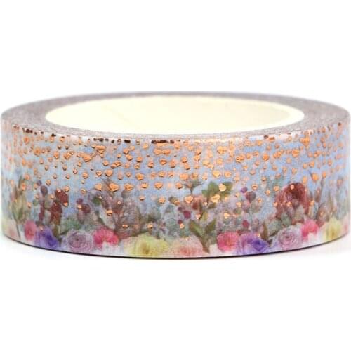 10pcs/lot 15MM*10M Foil Colorful Flowers Dots Trees Decorative Washi Tape Scrapbooking Masking Tape School Office Supply