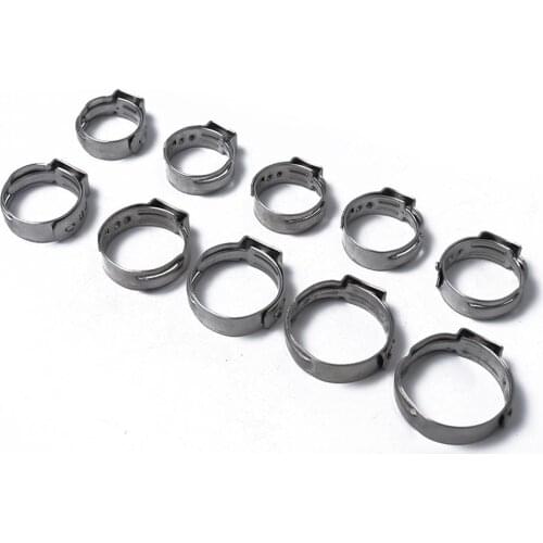 100 x 5.3-15.3mm Single Ear Plus Stainless Steel Hose Clamps O Clips Pipe Fuel Air Stainless Steel Hose Clip