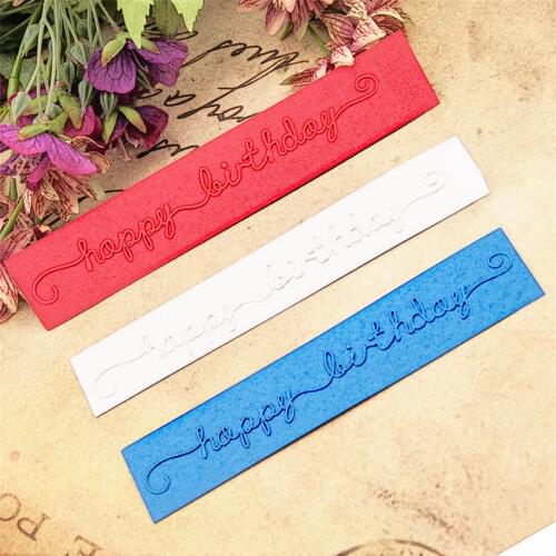 15x3cm Happy birthd Embossing folders Plastic bump Scrapbooking DIY Template Fondant indentation Cake Photo Album Card Make