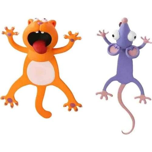 2Pcs Animal Bookmarks 3D Stereo Cartoon Lovely Bookmark Novelty Funny Student Stationery Gift Bookmark for Kids
