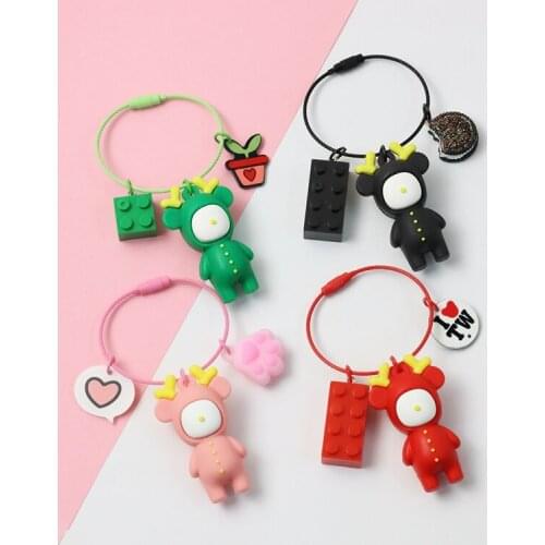 2021 Little Monster Cartoon Bear Creative Resin Rubber Keychain Key Chain Car For Women Bag Pendent Charms D671