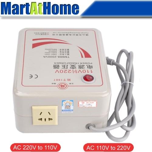 220 V to 110 V 2000W Step Down or 110V to 220 V 2000W Step Up Voltage Converter Transformer Converts 2000 Watts