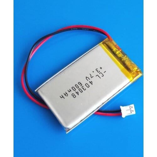 3.7V 600mAh 403048 lipo polymer lithium Rechargeable battery JST PH 2.0 for MP3 navigator DVD recorder headset e-book camera